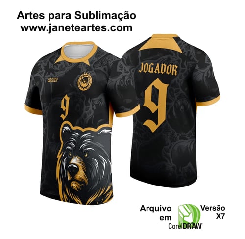 Arte Vetor Camisa InterClasse 2024 Urso Negro com Dourado