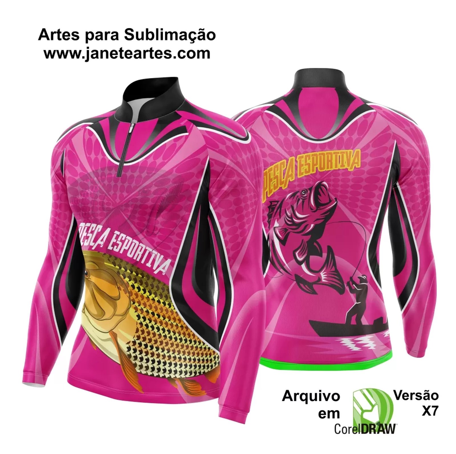 Arte Template Camisa De Pesca Esportiva