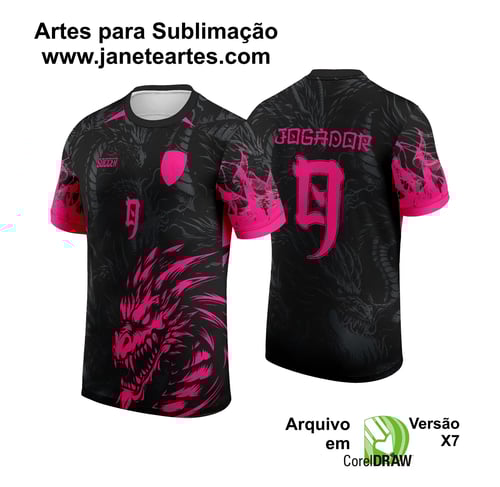 Arte Vetor Camisa InterClasse 2024 Dragão Preto com Rosa
