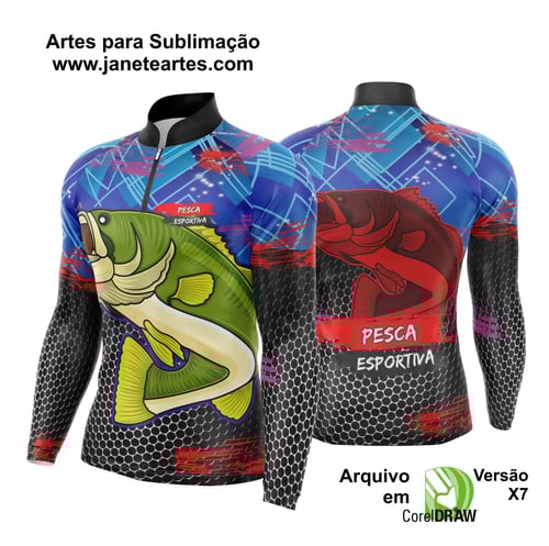 Arte Template Camisa De Pesca Esportiva