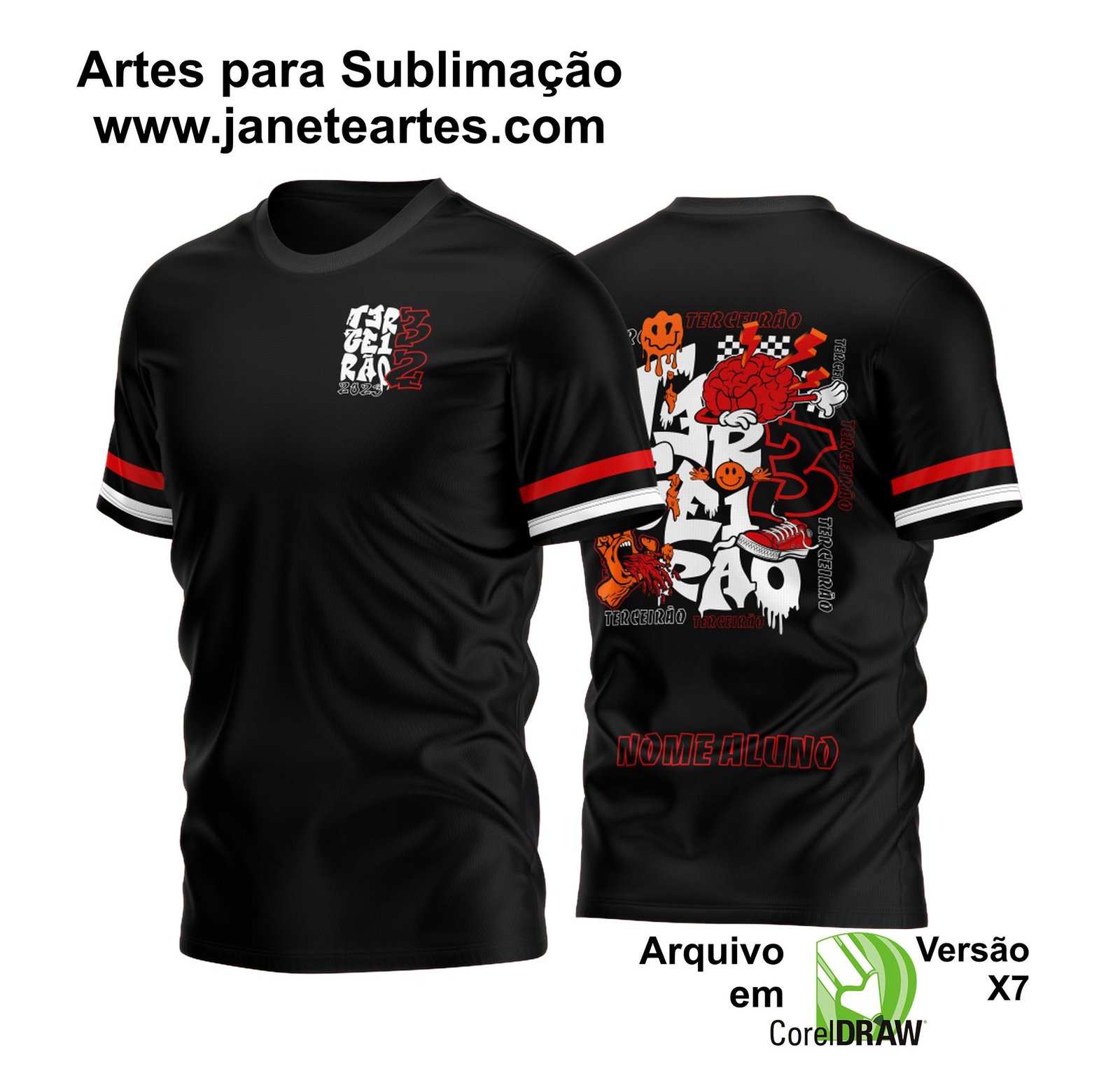 Arte Vetor Camisa Terceirão Cerebro Vermelho 2023