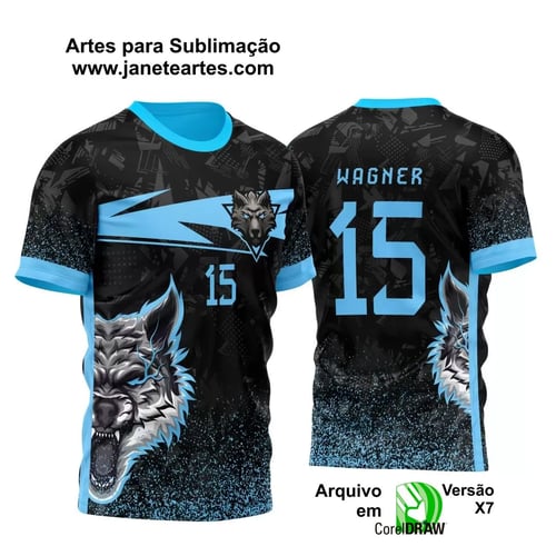 Template Camisa Futebol Interclasse Ete Lobo Azul Arte Vetor