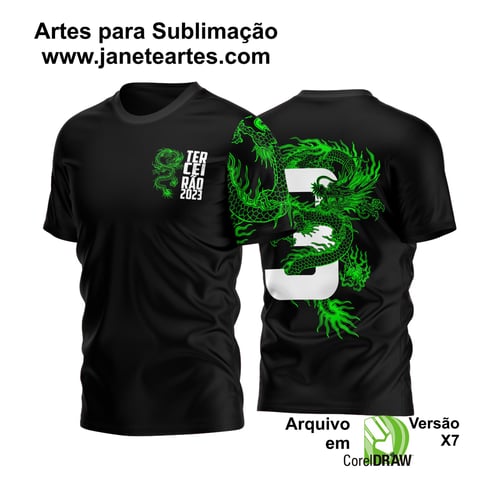 Arte Vetor Camisa Terceirão Dragão Verde