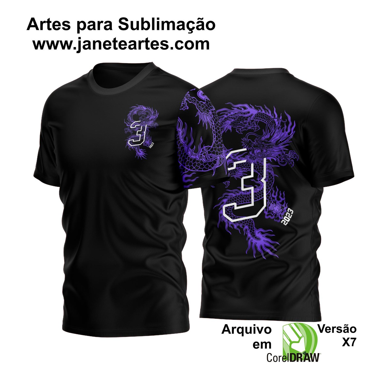 Arte Vetor Camisa Terceirão Dragão Roxa
