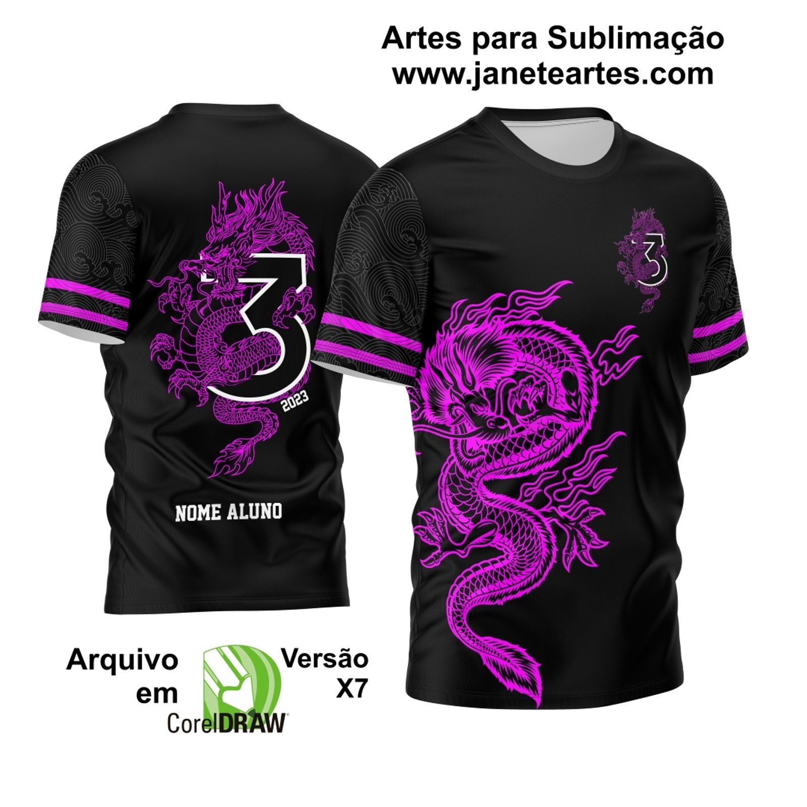 Arte Vetor Camisa Terceirão Dragão Dragões Roxo - Silk - Sublimação