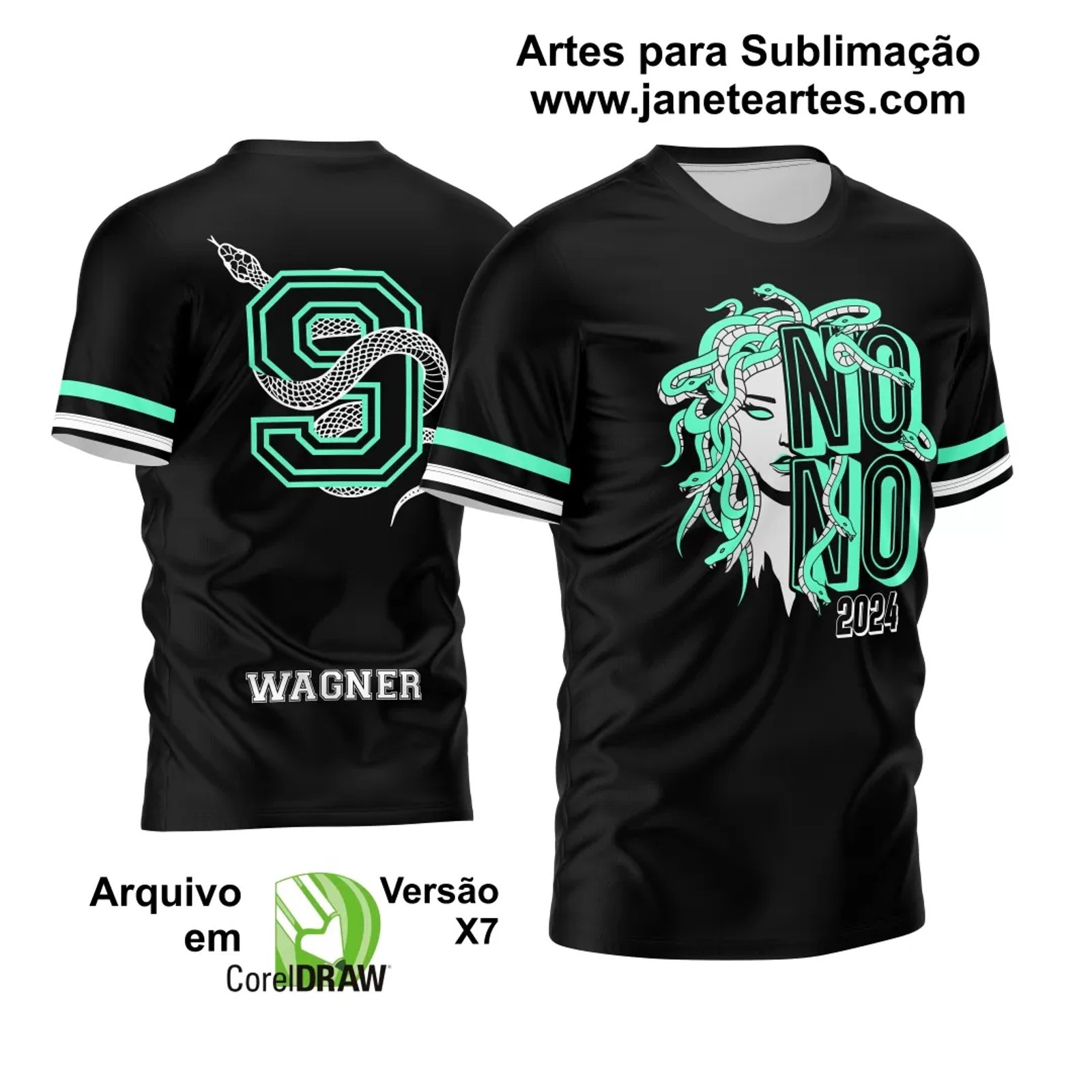 Arte Vetor Camisa Nono Ano 2024 Medusa Verde - Janete Artes
