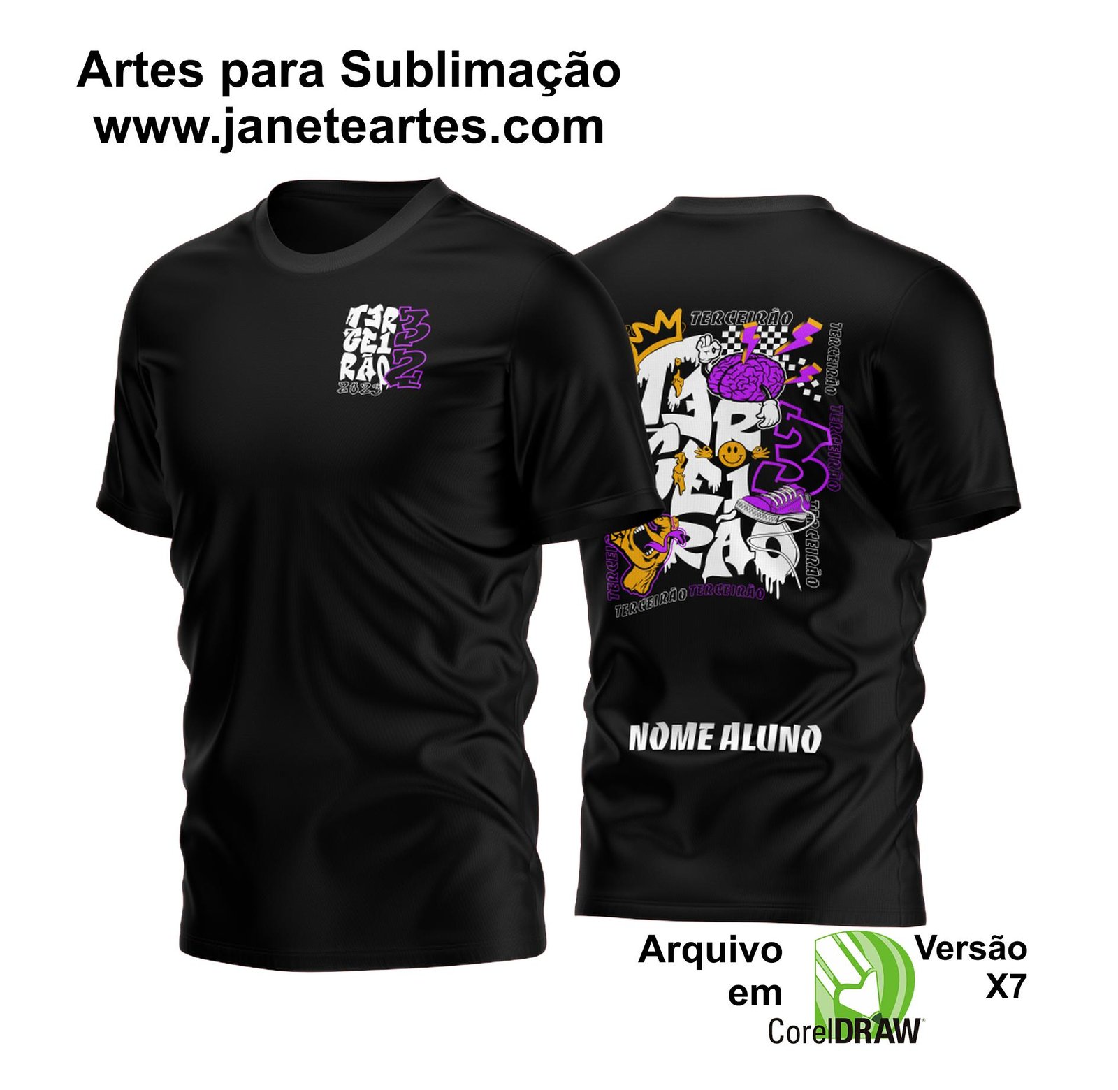 Arte Vetor Camisa Terceirão Grafite Coroa - Grafite - Terceirão - Formandos