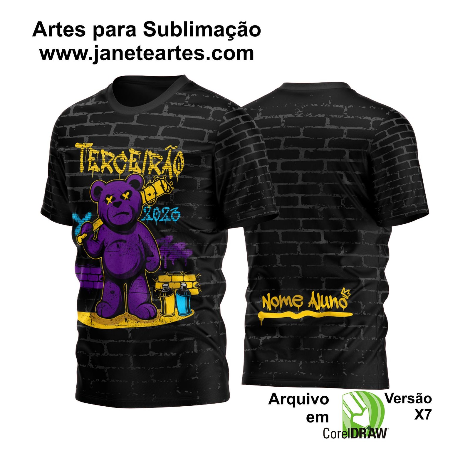 Arte Vetor Camisa Terceirão Urso no Beco - Muro - Grafite
