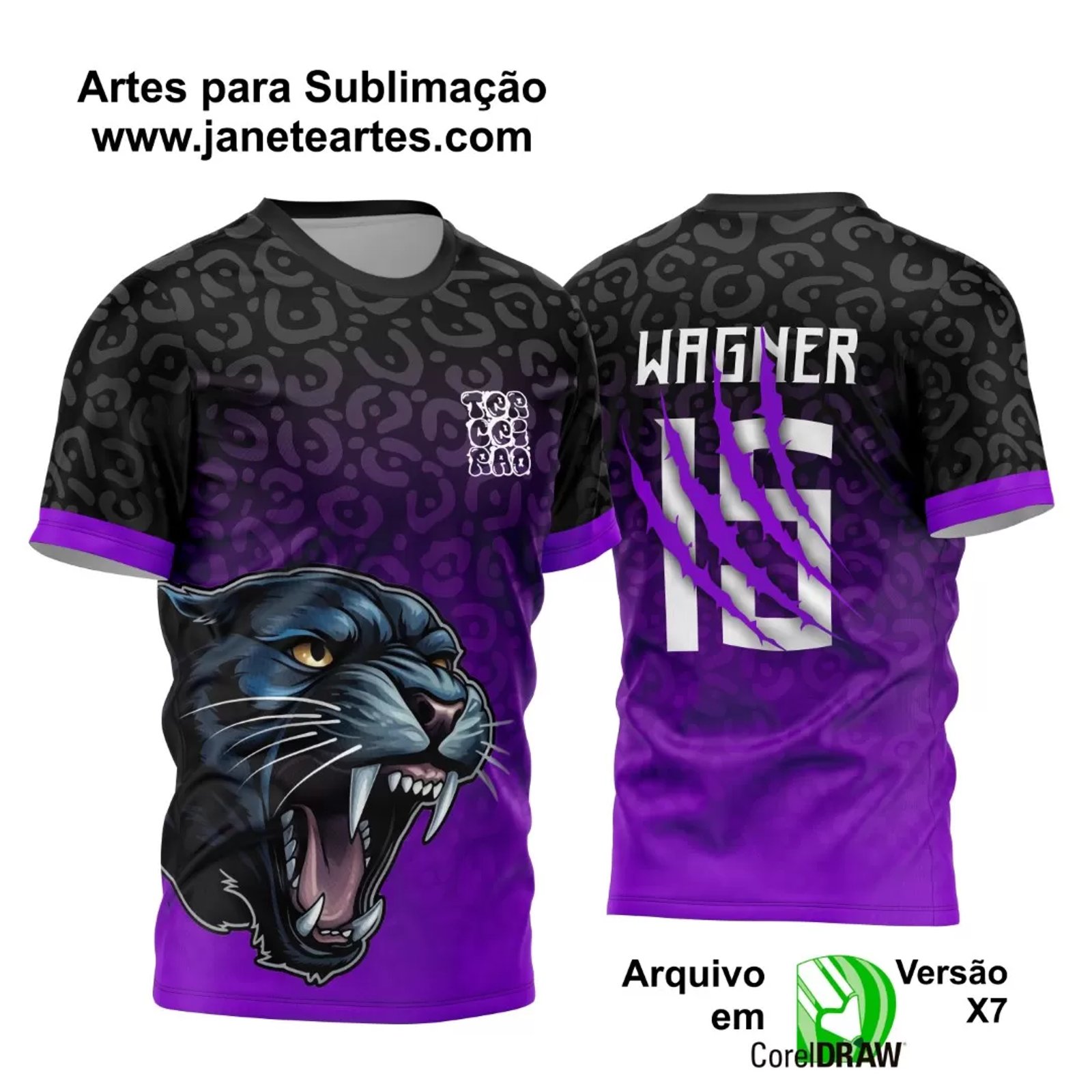 Arte Estampa Camisa Interclasse - Jogos Internos - 2024 - Pantera Degrade