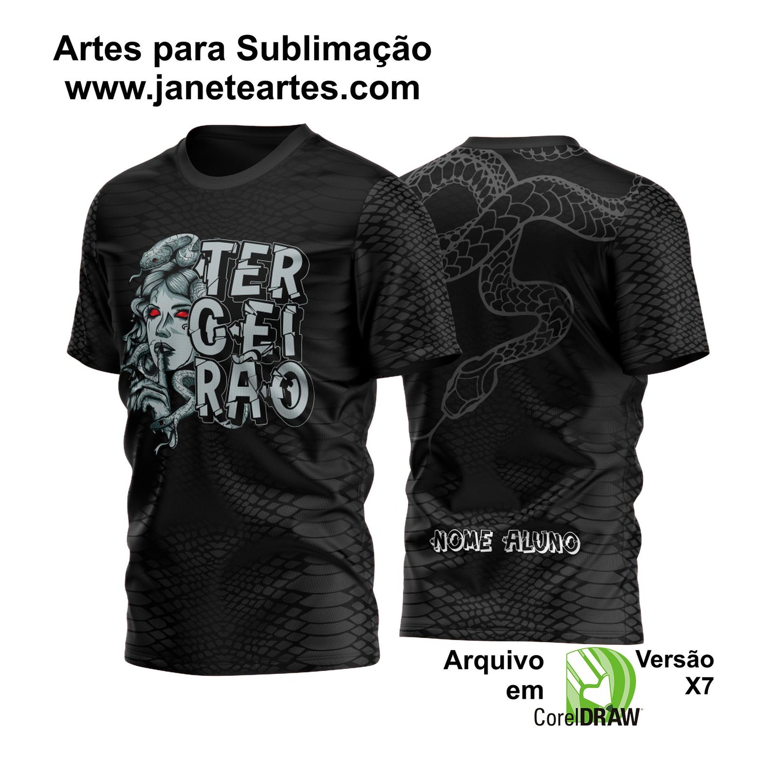 Arte Vetor Camisa Terceirão Medusa do Silêncio