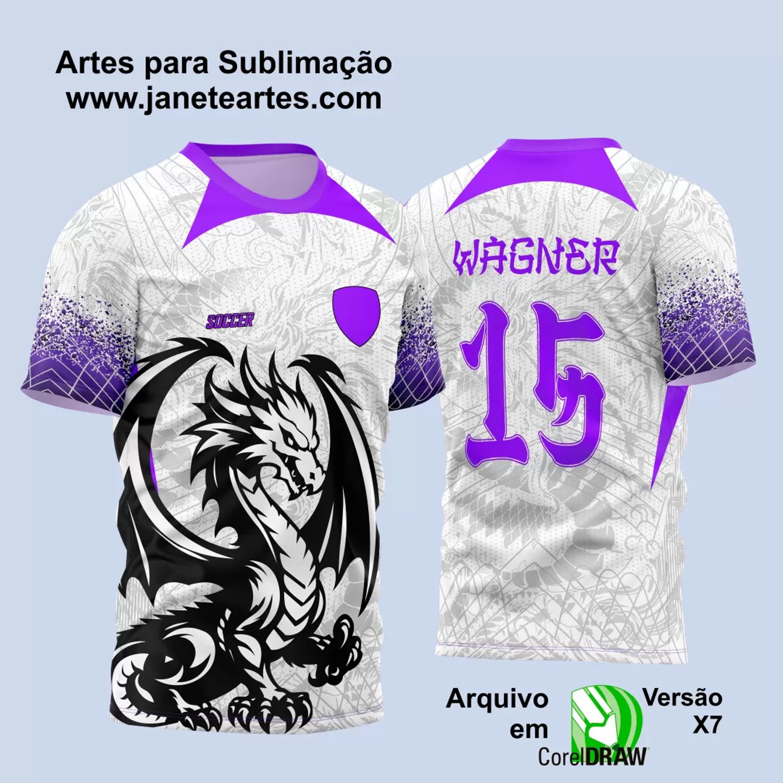 Arte Vetor Camisa Interclasse - Jogos Internos - 2024 - Dragão Preto com Roxo