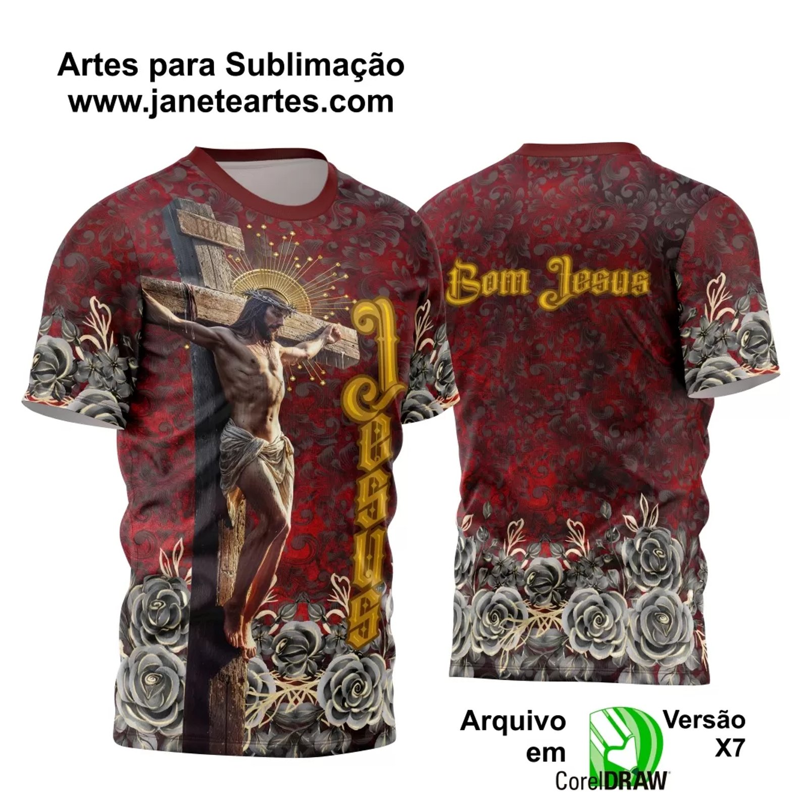 Arte Estampa Camisa Religião 2024 - Bom Jesus