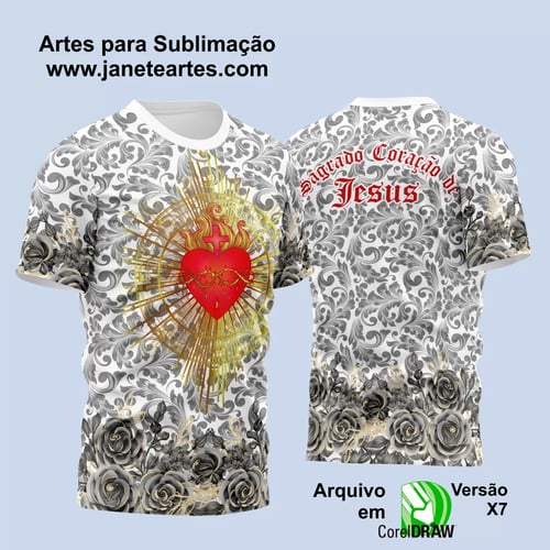 Arte Estampa Camisa Religião 2024 - Sagrado Coração de Jesus