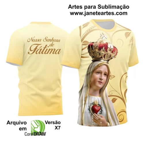 Arte Estampa Camisa Religião Nossa Senhora de Fátima 2024