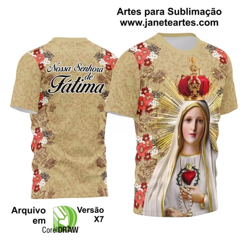 Arte Estampa Camisa Religião Nossa Senhora de Fátima 2024