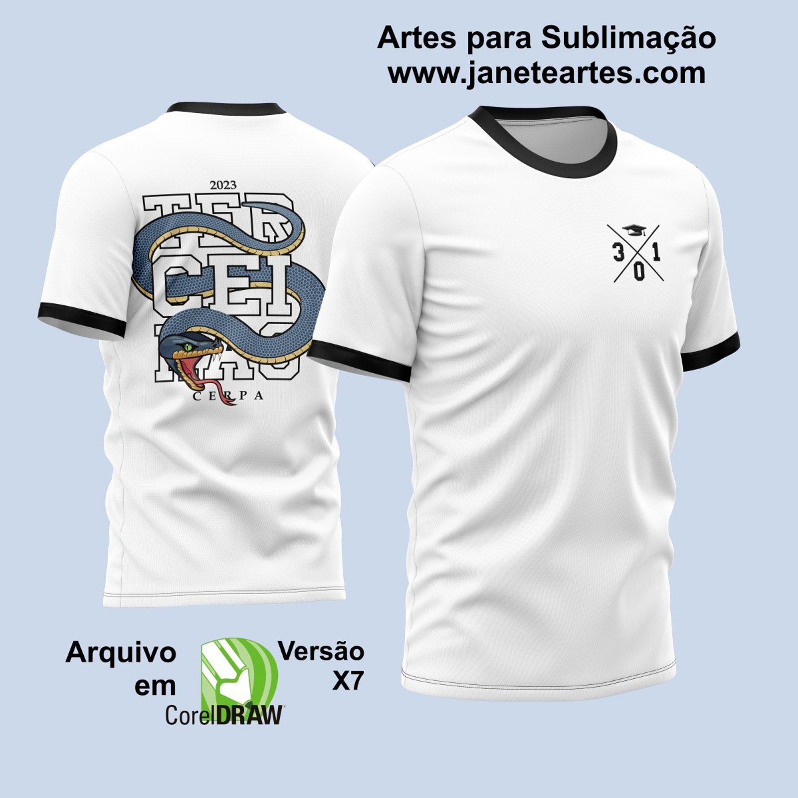 Arte Vetor Camisa Terceirão Cobra Branca: Personalize seu Uniforme com Estilo e Originalidade - Janete Artes