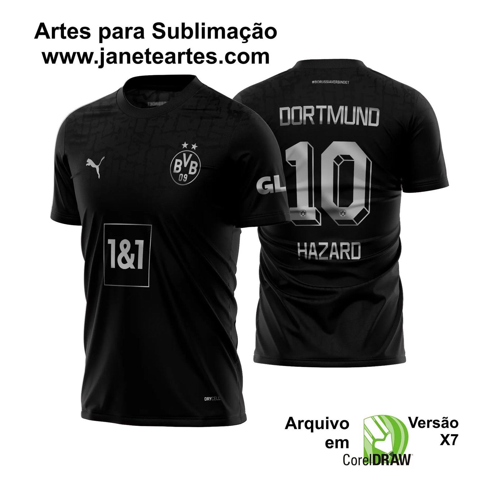 Arte Vetor Camisa Borussia Dortmund Blackout 2022 - 2023