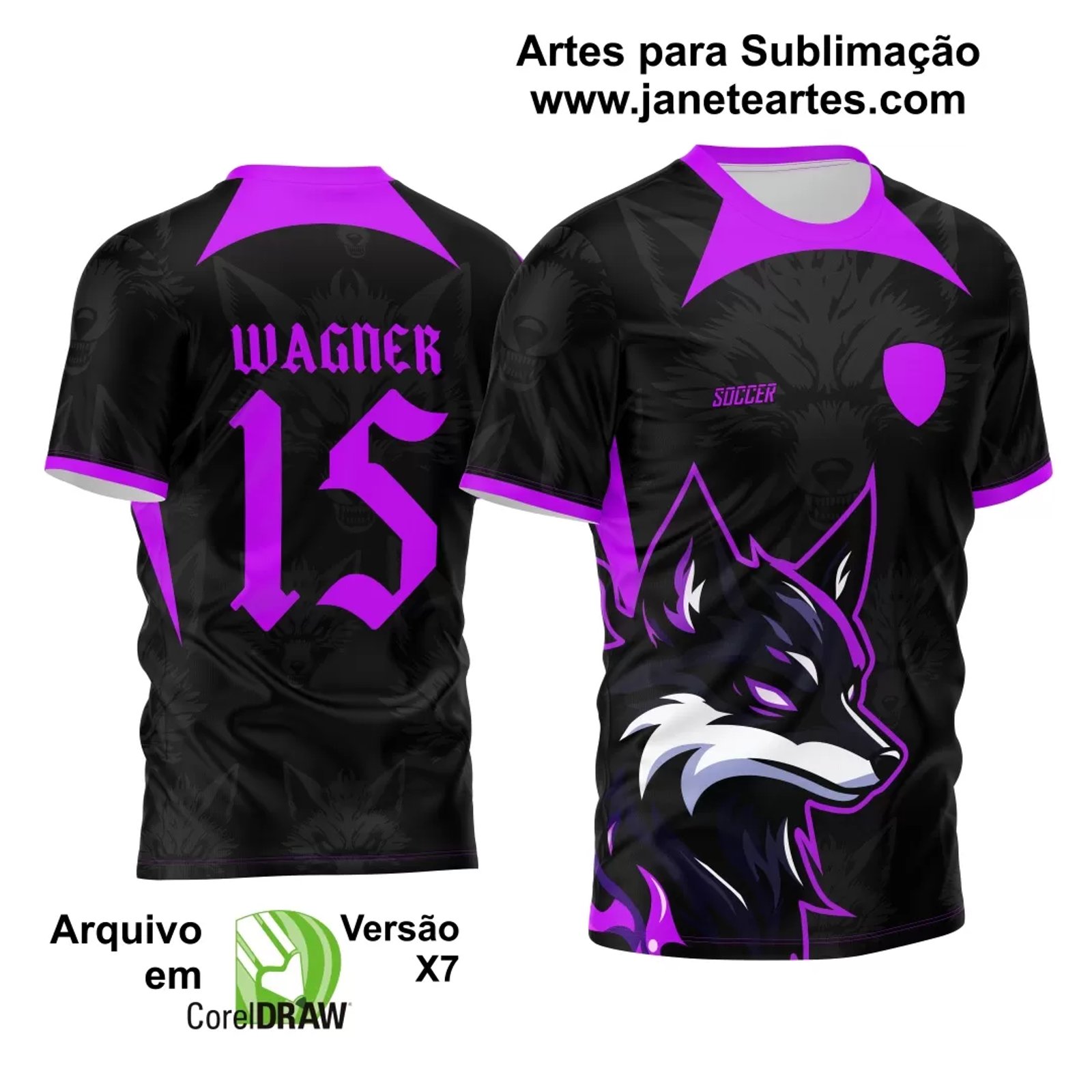Arte Vetor Camisa Interclasse Fox Preto com Roxo