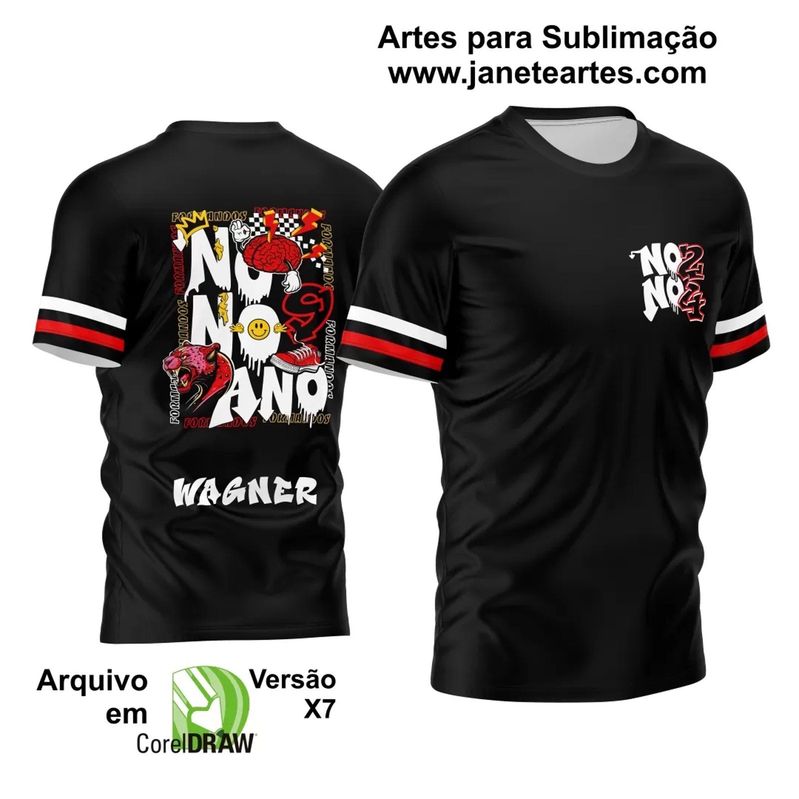 Arte Vetor Camisa Nono Ano Onça Vermelha 