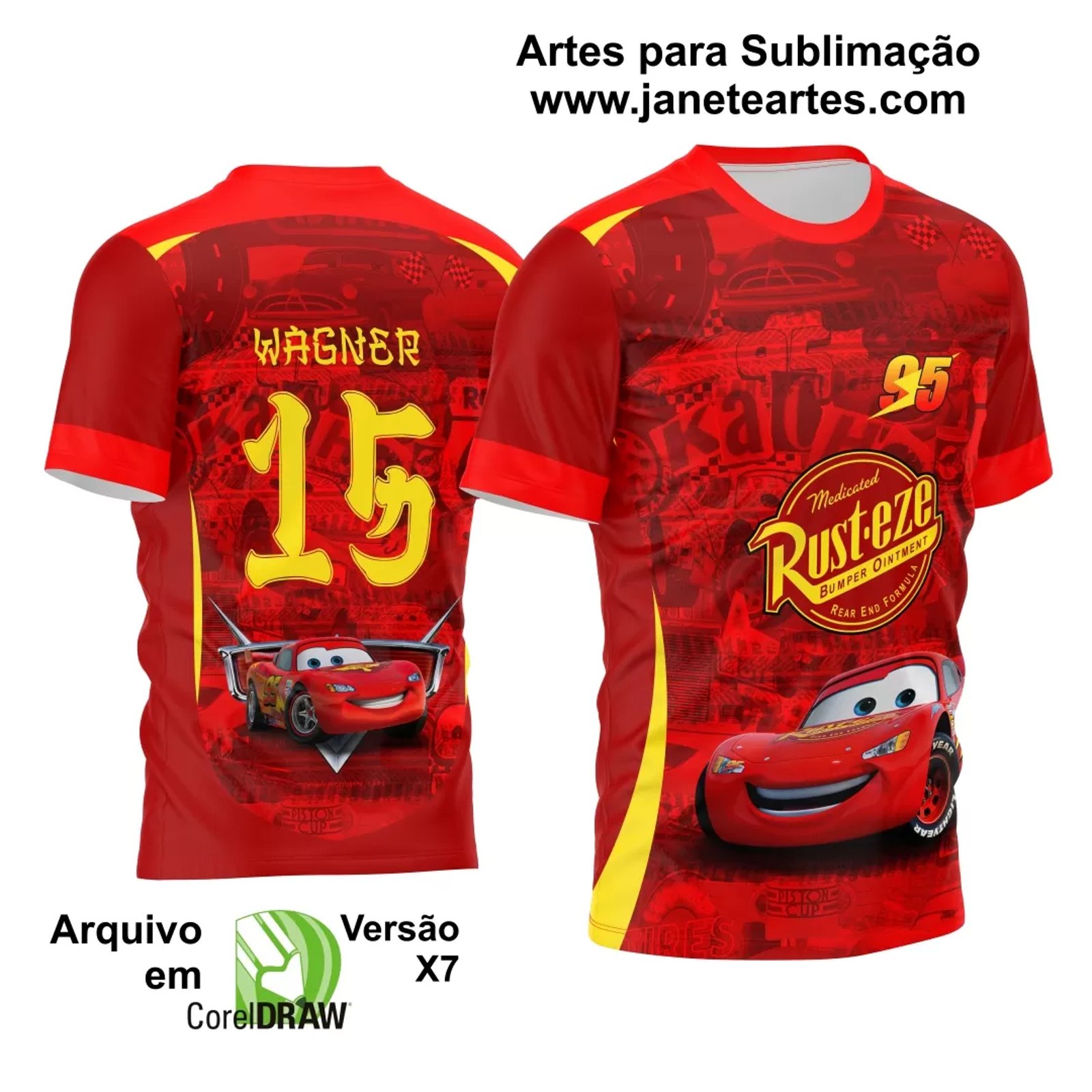 Arte Estampa Camisa Interclasse Relâmpago Mcqueen - Janete Artes