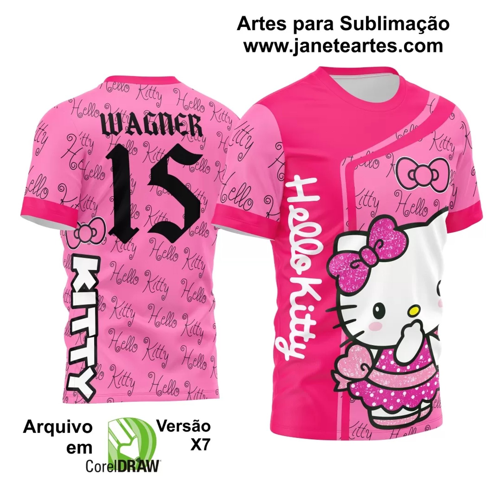 Arte Vetor Camisa Interclasse Hello Kitty 2024 - Janete Artes