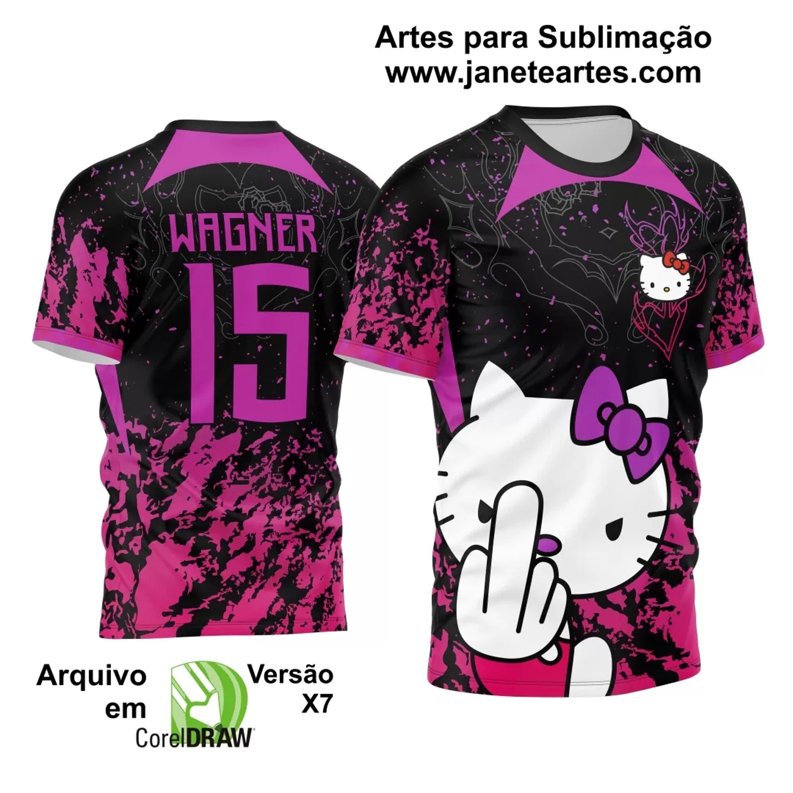 Arte Vetor Camisa Interclasse Hello Kitty 2024 - Janete Artes