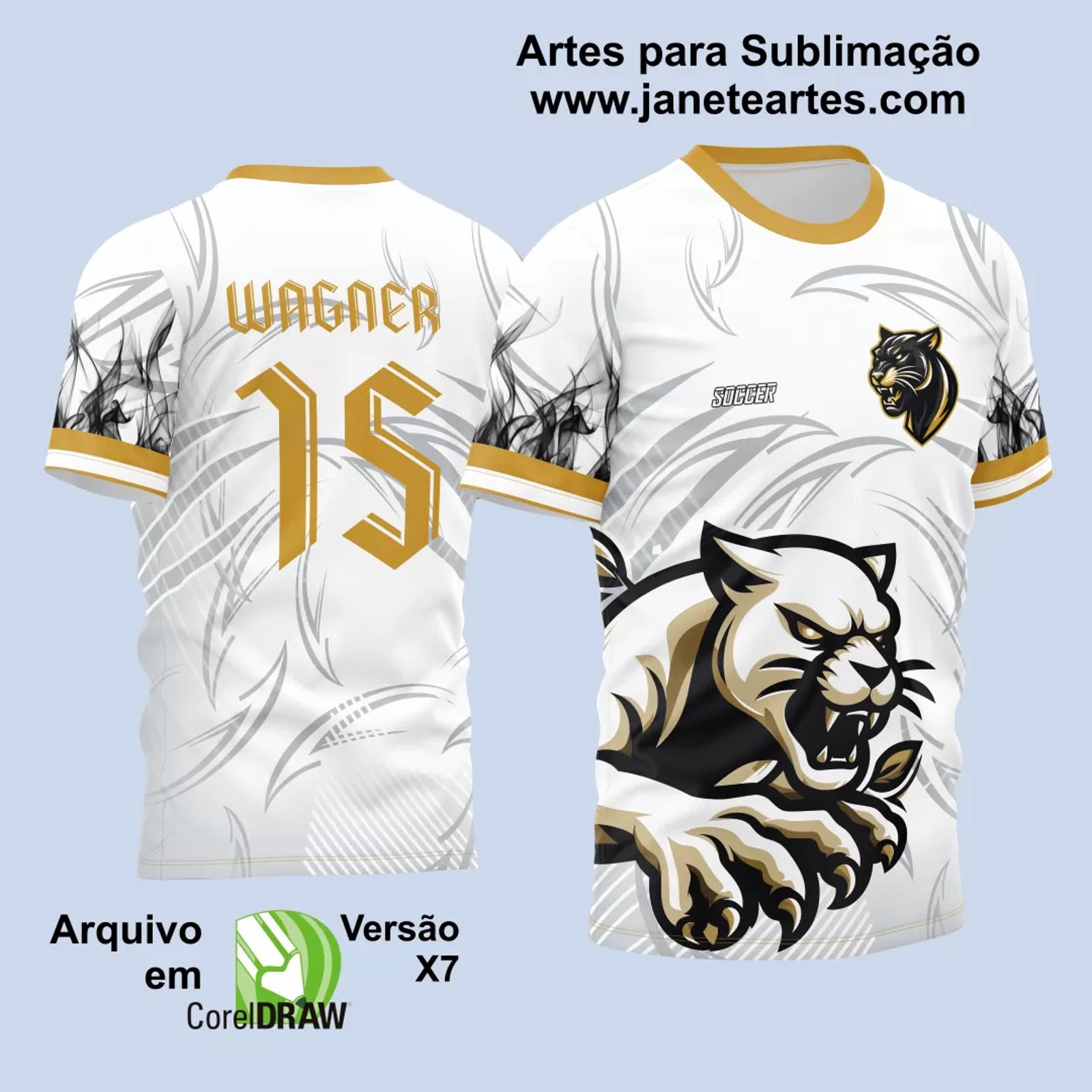 Arte Estampa Camisa Interclasse Pantera Branca 2024 - Janete Artes