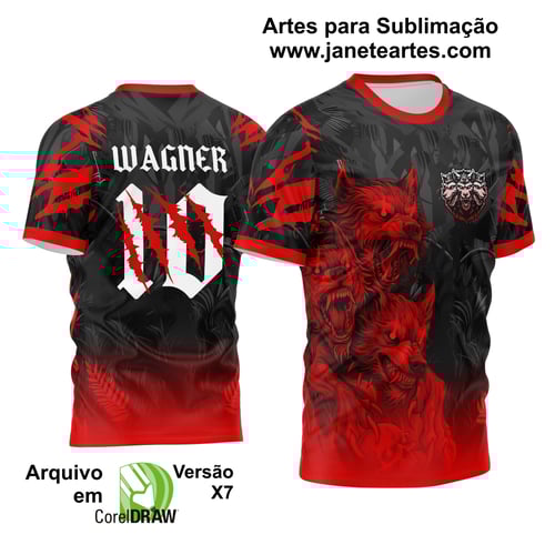 Arte Estampa Camisa Lobos Assustadores 2024