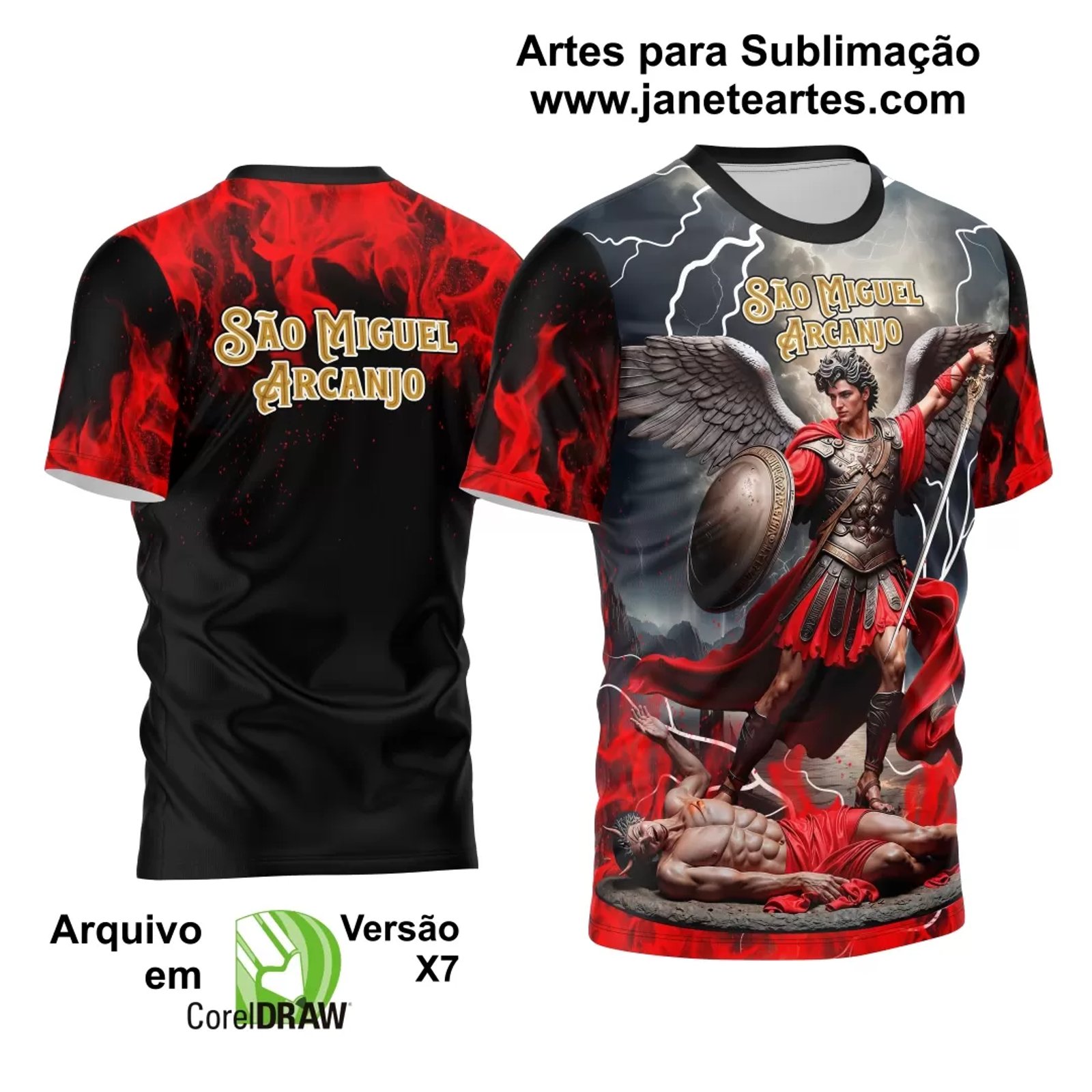 Arte Estampa Camisa Religião - São Miguel Arcanjo 2024 - Janete Artes