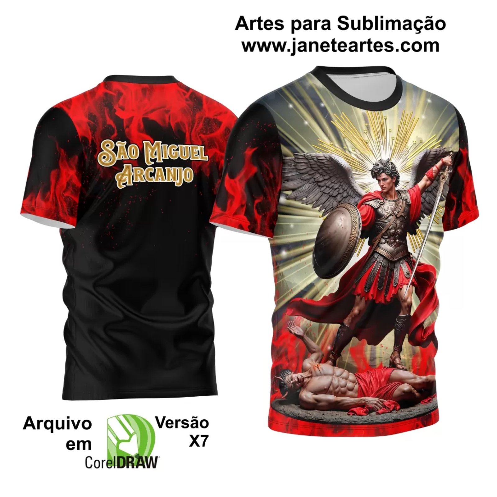 Arte Estampa Camisa Religião - São Miguel Arcanjo 2024 - Janete Artes