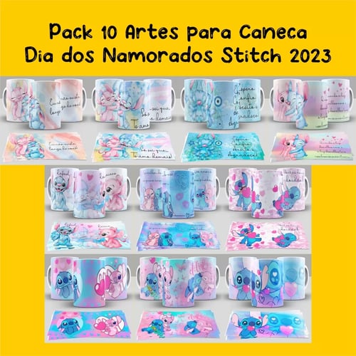 Arte para Caneca Dia dos Namorados Stitch - Personalize seu Presente com Amor