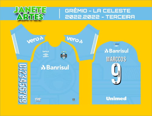 Arte Vetor Terceira Camisa Grêmio La Celeste 2022 - 2023