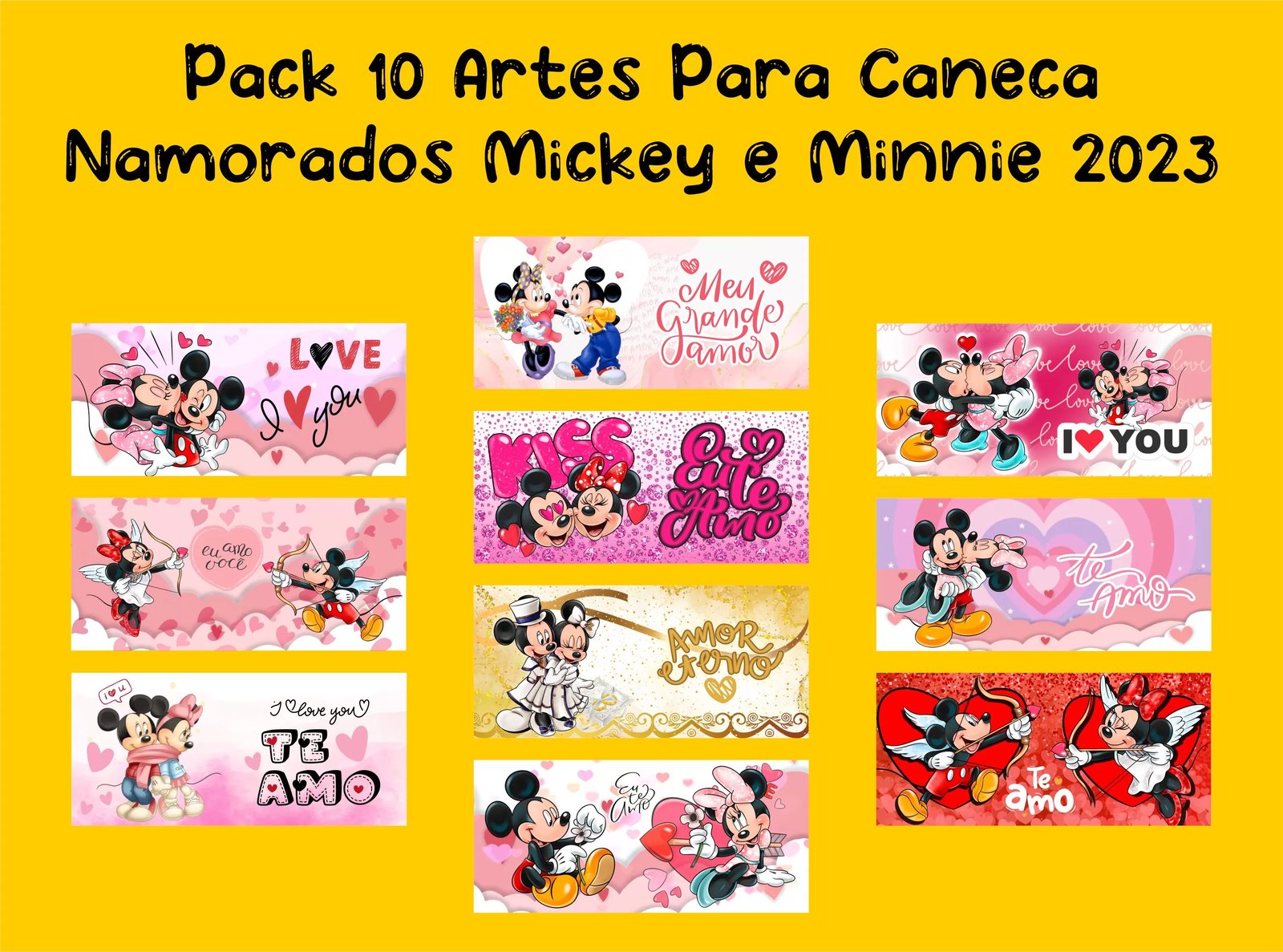 Arte Para Caneca Namorados Mickey e Minnie 2023 - Janete Artes