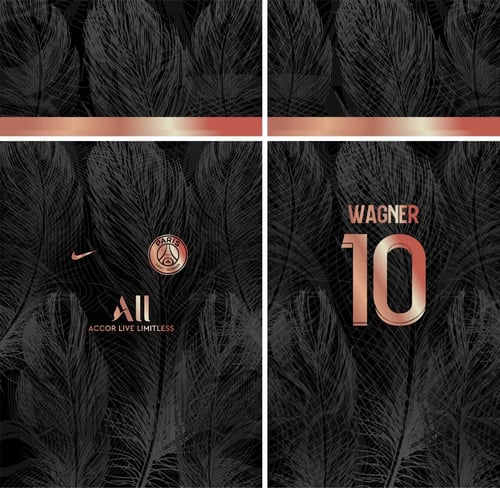 Arte Vetor Camisa Paris Saint Germain Preta com Dourado 2023
