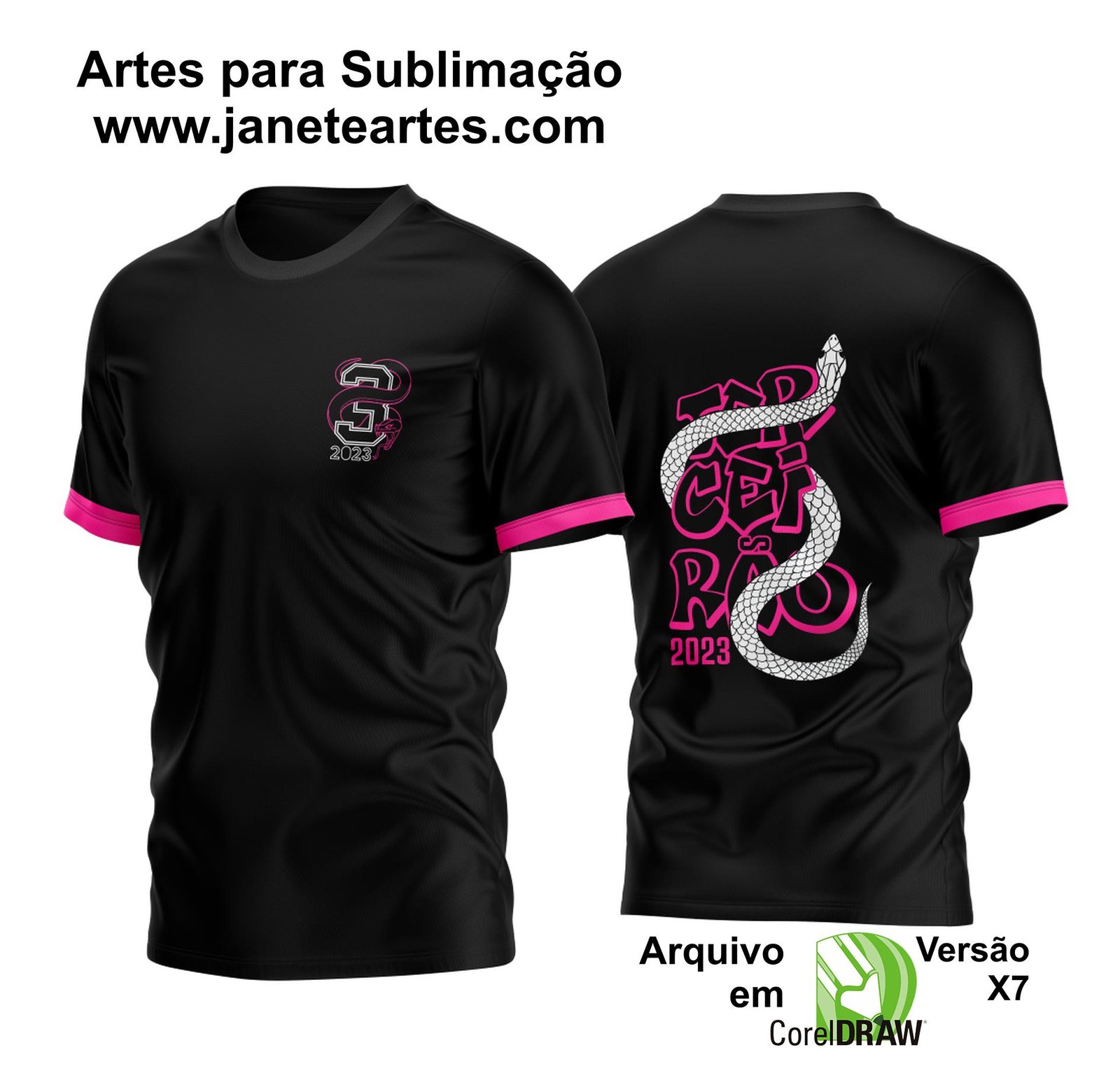 Camisa Terceirao Cobra Branca e Rosa