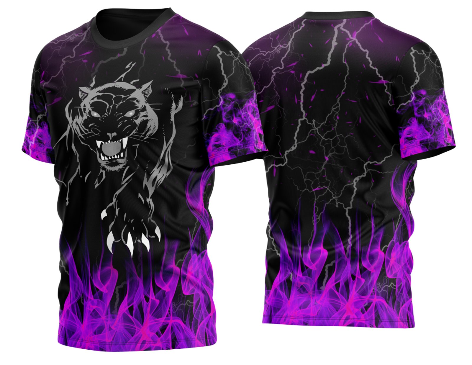 Arte Vetor Camisa Pantera Negra com Fogo