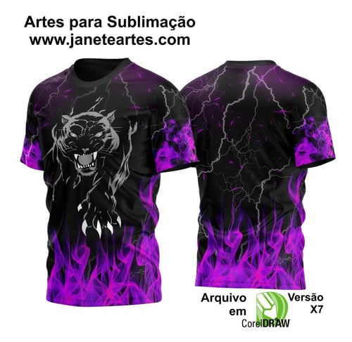 Arte Vetor Camisa Pantera Negra com Fogo