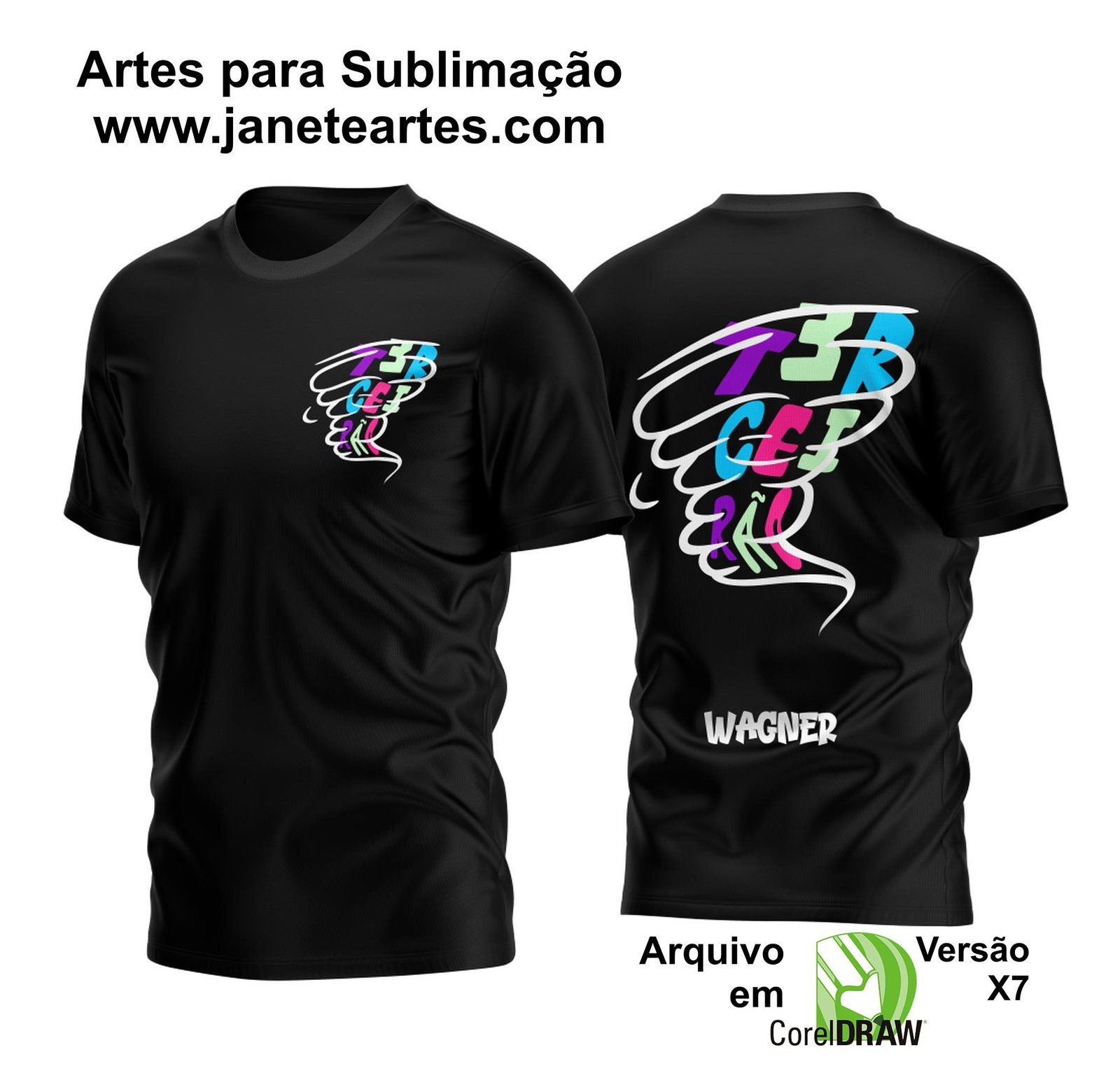  Arte Vetor Camisa Terceirão Furacão Branco com Letras Coloridas