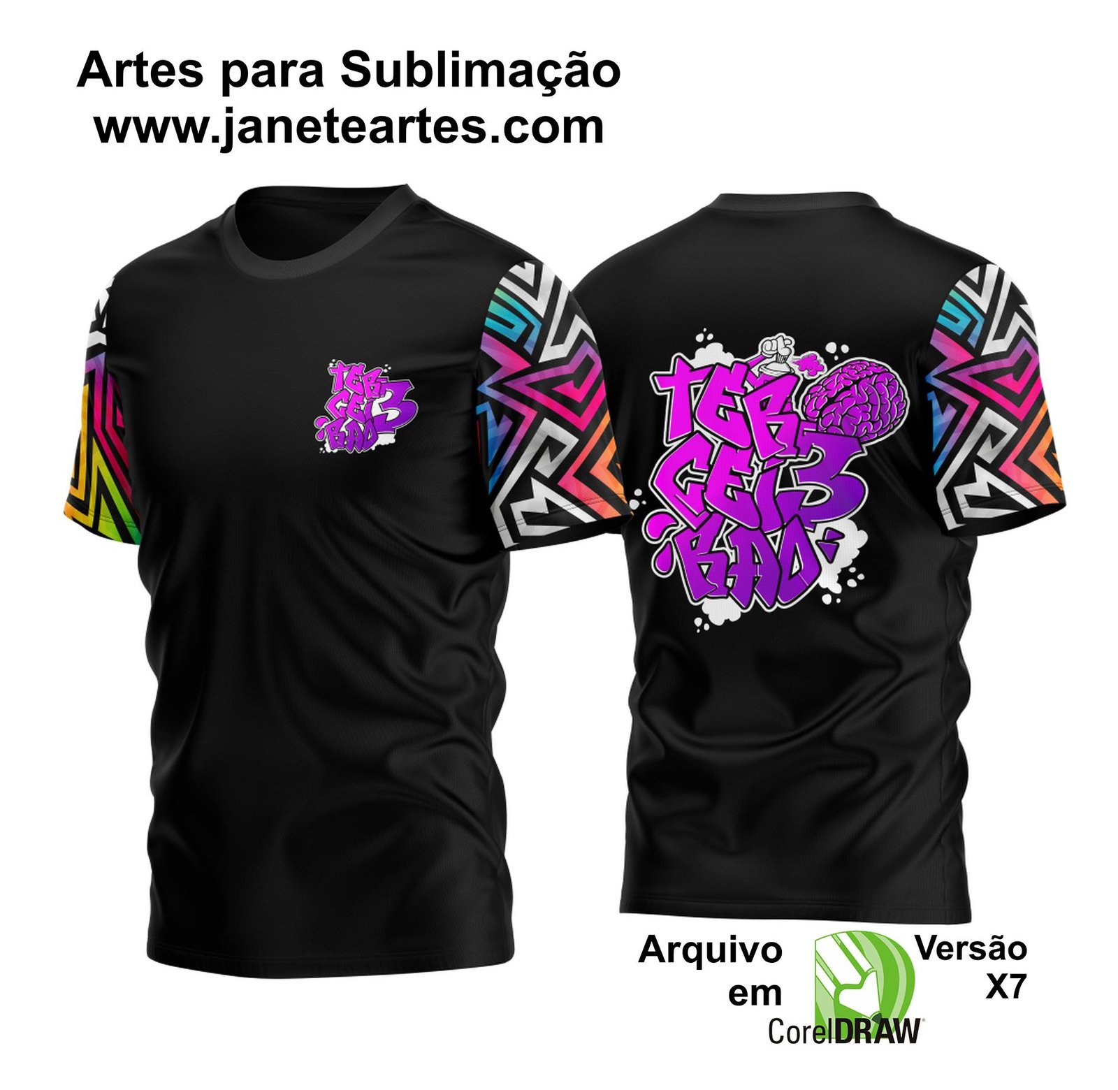 Arte Vetor Camisa Terceirão Graffiti Spray Cérebro