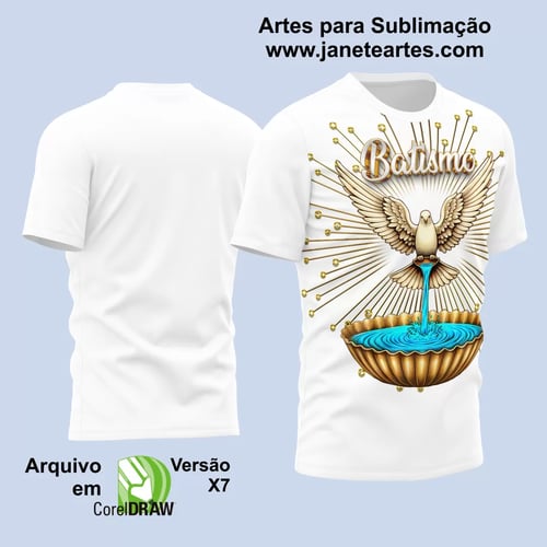 Arte Estampa Camisa Religião 2024 - Batismo - Batizado