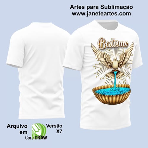 Arte Estampa Camisa Religião 2024 - Batismo - Batizado