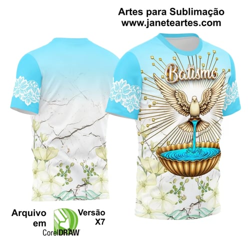 Arte Estampa Camisa Religião 2024 - Batismo - Batizado
