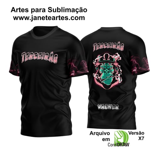 Arte Vetor Camisa Terceirão Gorila Fumaça para Sublimação e Silk