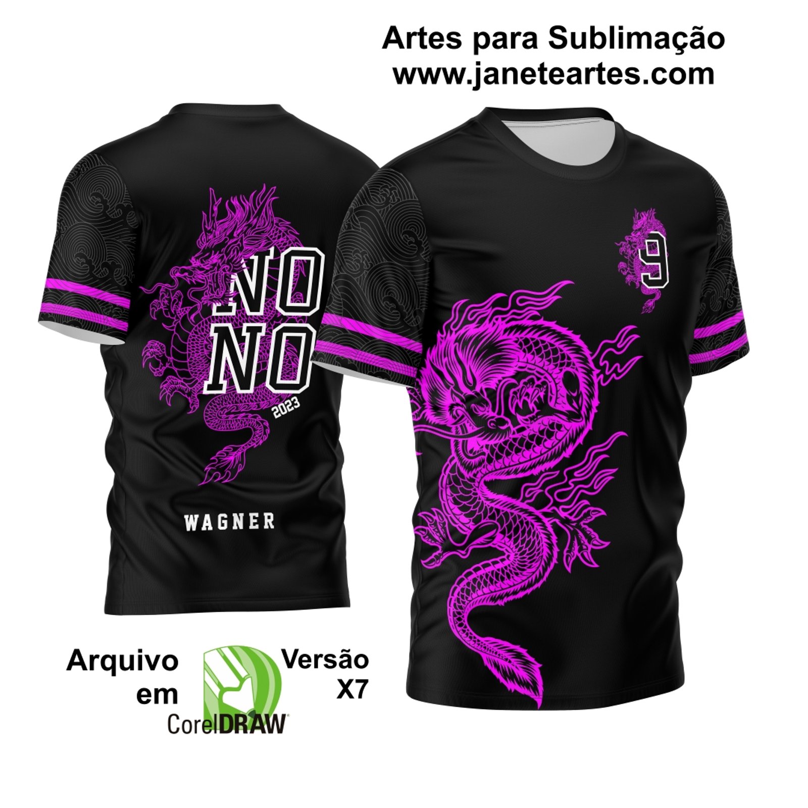 Arte Vetor Camisa Nono Ano Dragão Roxo 2023
