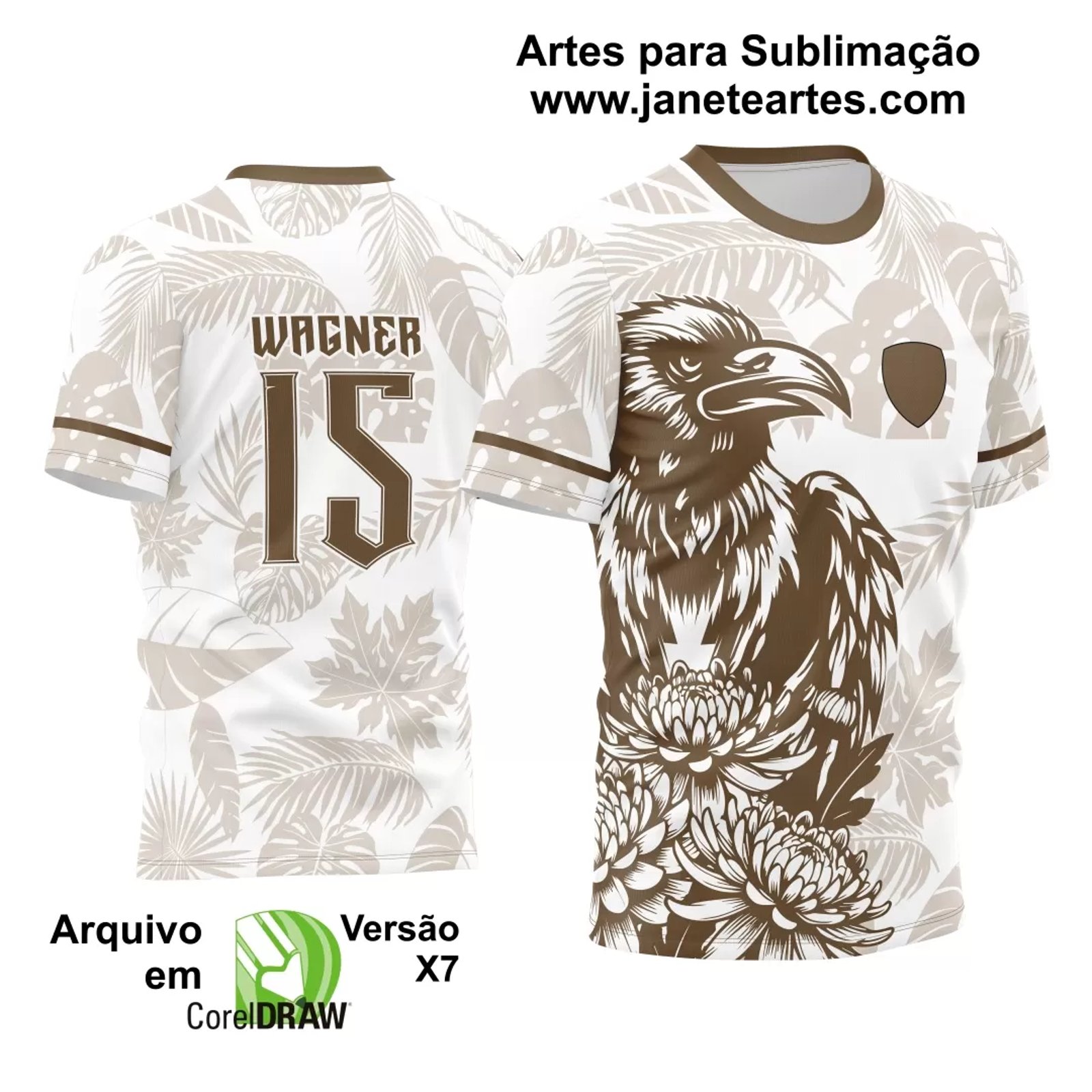 Arte Vetor Camisa Interclasse Corvo com Flores 2024