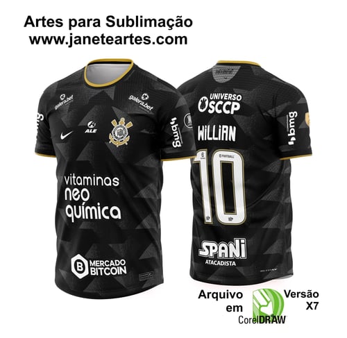 Arte Vetor Camisa Corinthians Reserva 2022 - 2023 Arte Vetor Camisa Corinthians Reserva 2022 - 2023