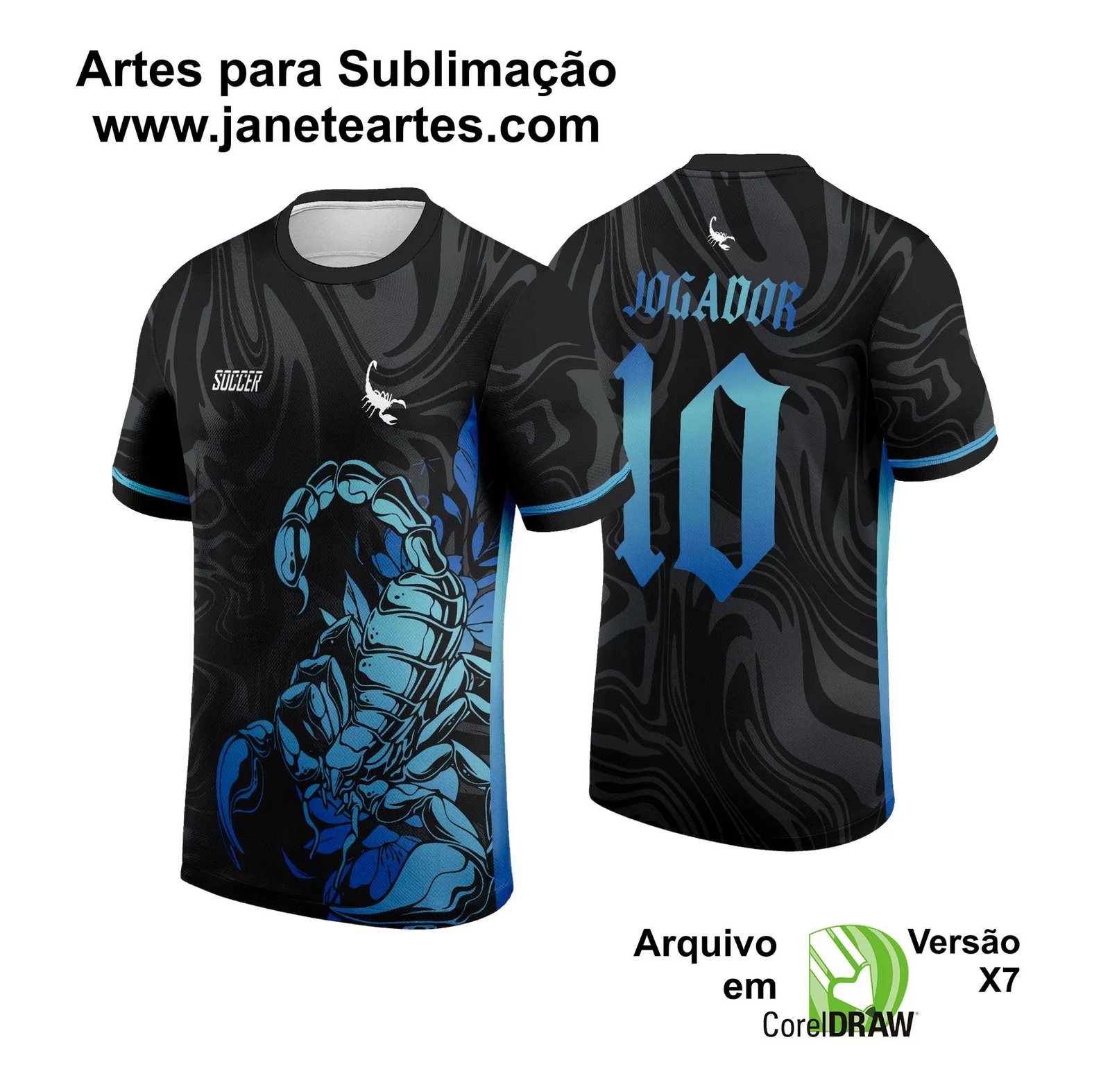 Arte Vetor Camisa Interclasse Escorpião Azul 2024 - Janete Artes