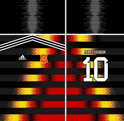 Arte Vetor Camisa Camiseta da Seleção Espanha Preto 2022 - 2023