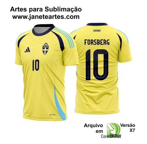 Arte Vetor Camisa Suécia Titular 2024 - 2025