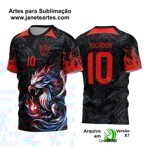Arte Estampa Camisa Interclasse Fênix Degrade Vermelha